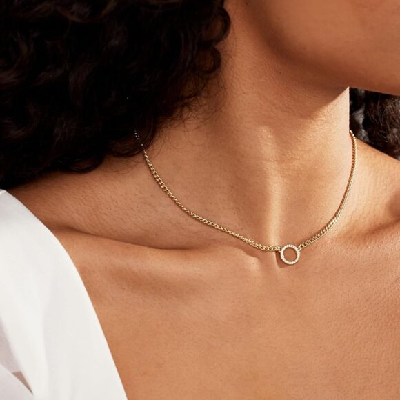 14k Gold-Plated Cubic Zirconia Sun Necklace with Chain - Picture 2 of 5